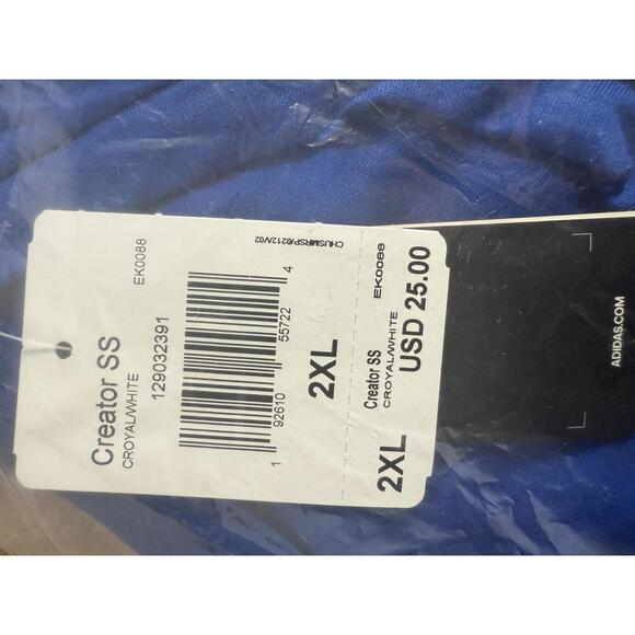 NWT Adidas Men's Creator SS Athletic Tee T-Shirt Royal Blue - 2XL - Picture 3 of 4